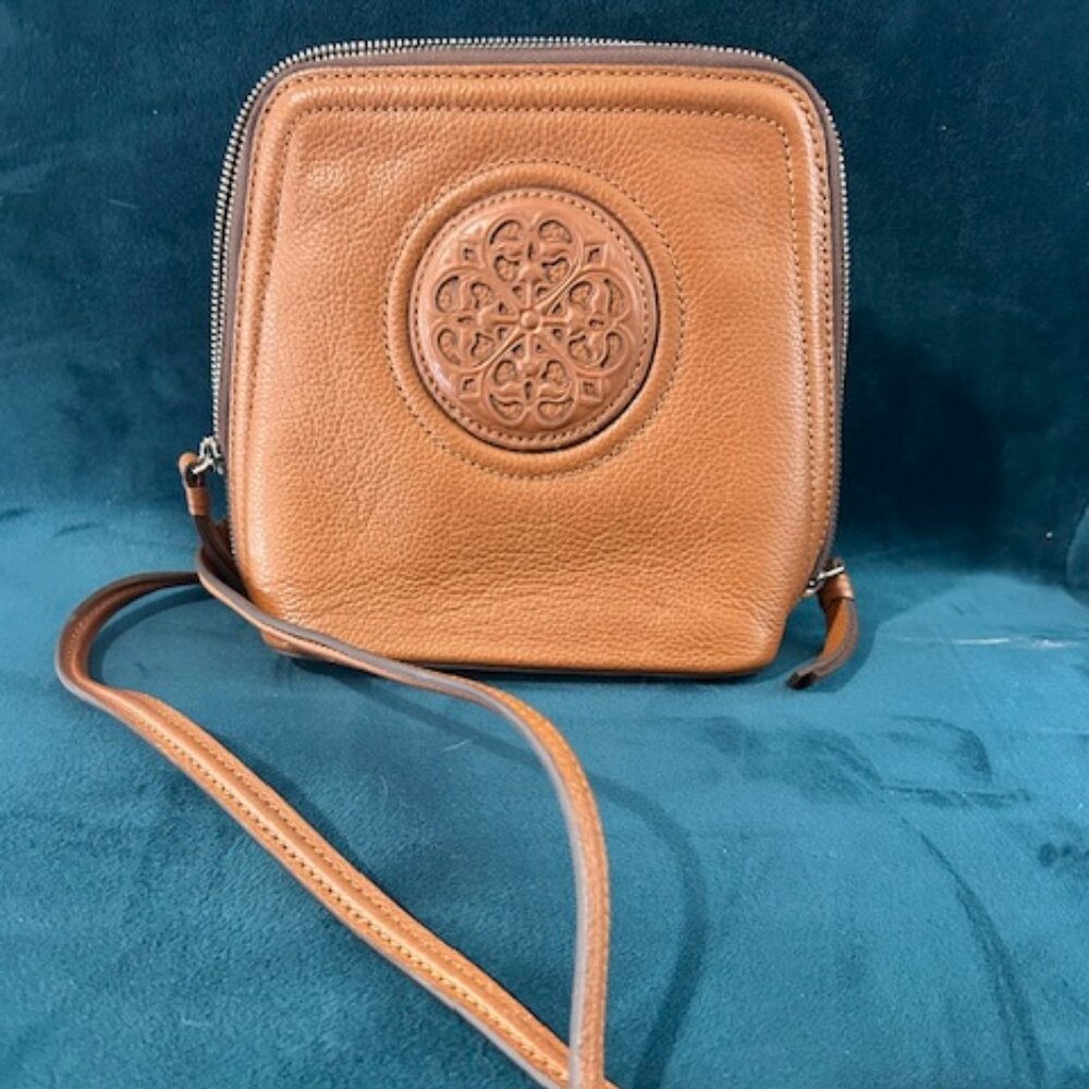 Brighton Ferrara “Fina” Mini Zip Around Crossbody with Leather Strap